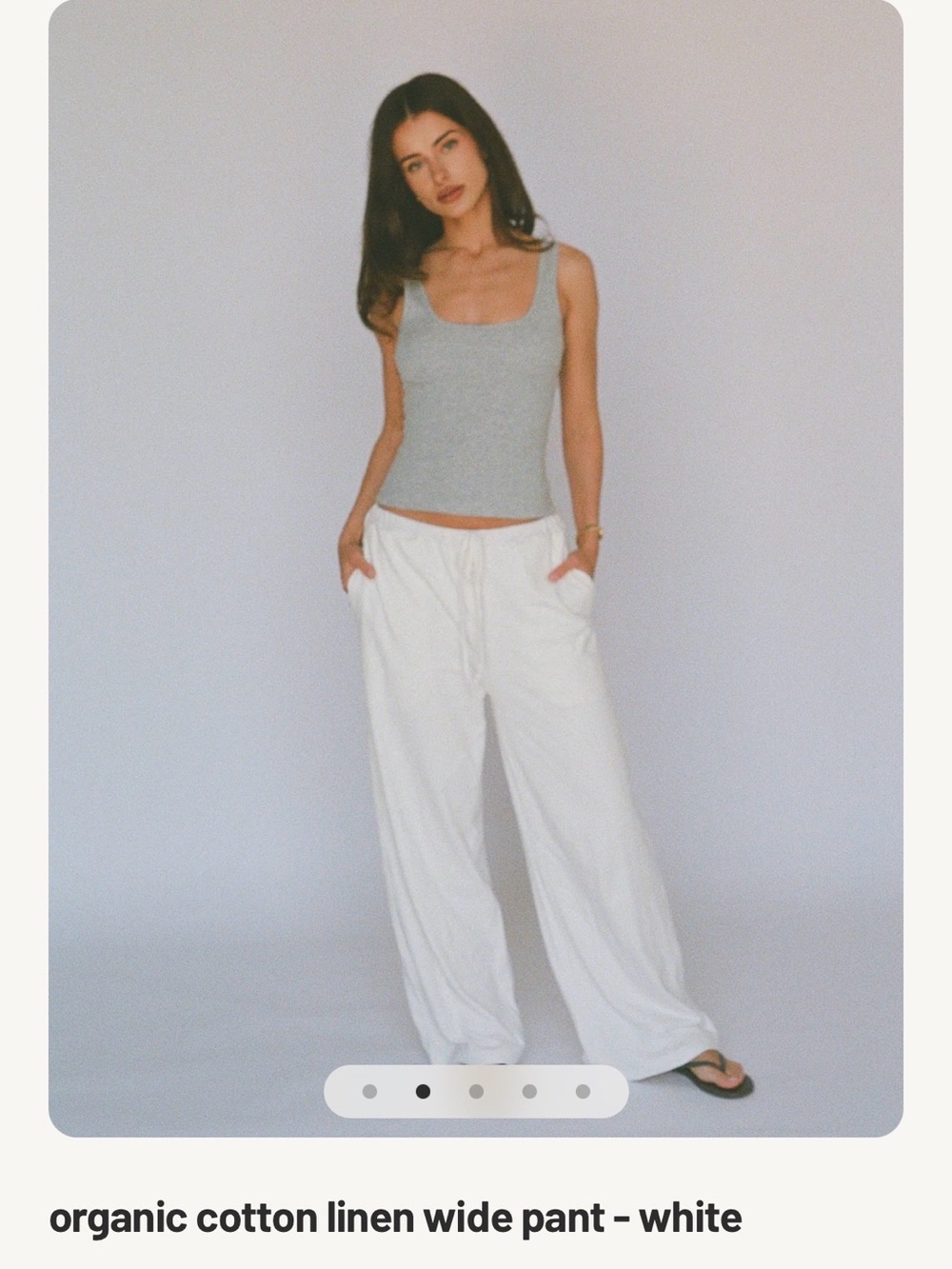 Layere organic cotton linen wide pant- white